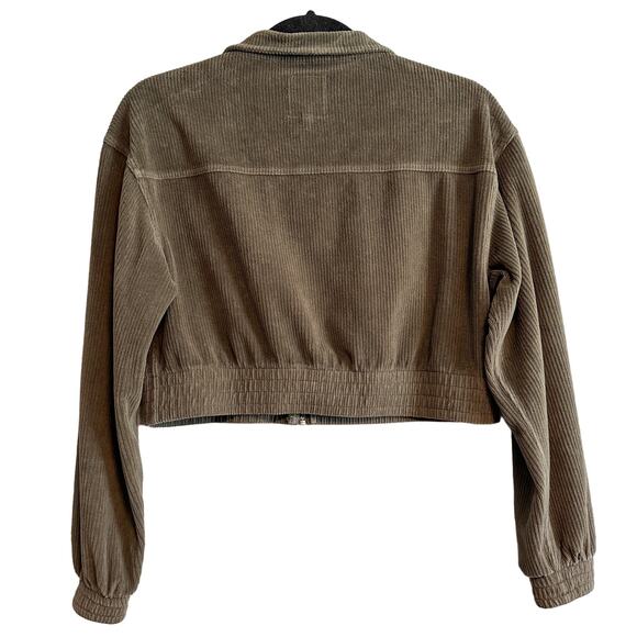 Aerie Groove On Ribbed Cropped Jacket Green Zip Front Size XS - Picture 2 of 10